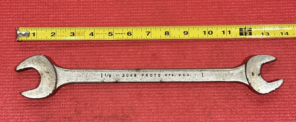 Vintage PROTO Tools 3048, SAE 1-1/8" X 1" Open End 13.5" Long Wrench Made in USA